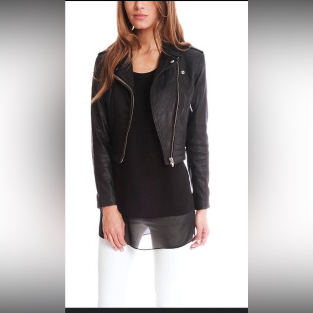 IRO Black Leather Biker Jacket
